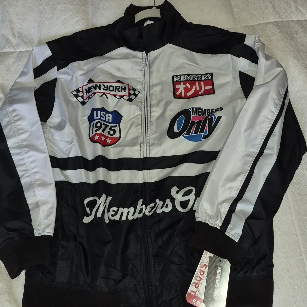 Members Only Black & White Racing Track Jacket NWT Sz S